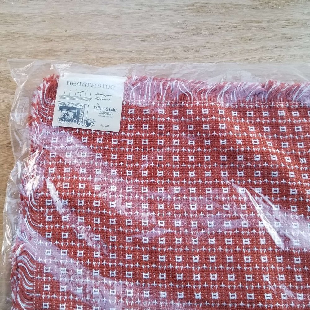 Vtg Fallani & Cohn Homespun Placemat Set - Orange